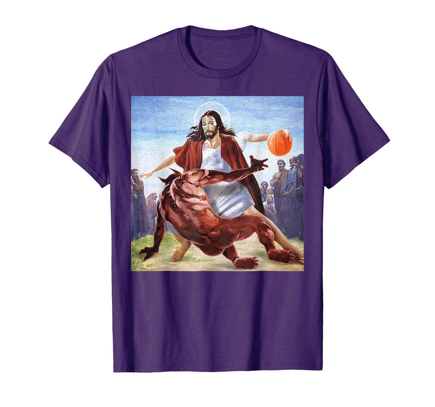 Funny Jesus Crossing Up The Devil Christian Religious T-Shirt