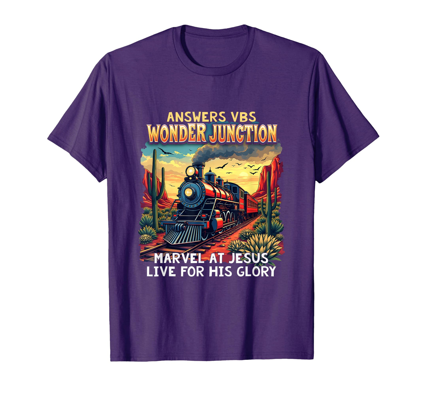 Christian Camp VBS 2025 Wonder His Glory Junction Train T-Shirt