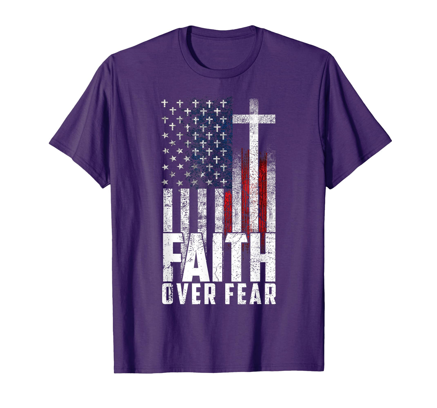 America Pride US Flag Faith Over Fear Prayer Men Women T-Shirt