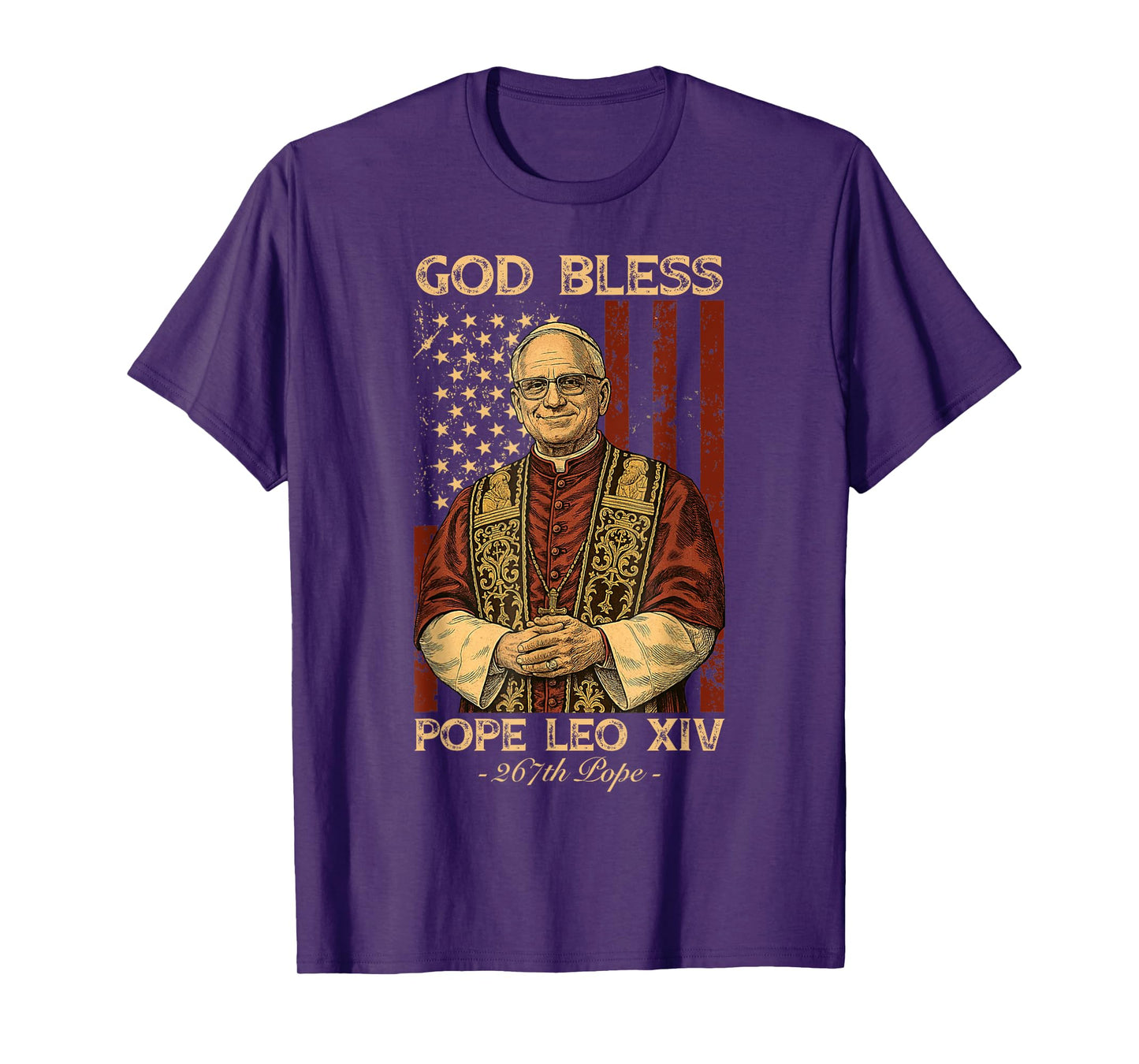 God Bless Pope Leo XIV Robert Francis Prevost American Flag T-Shirt