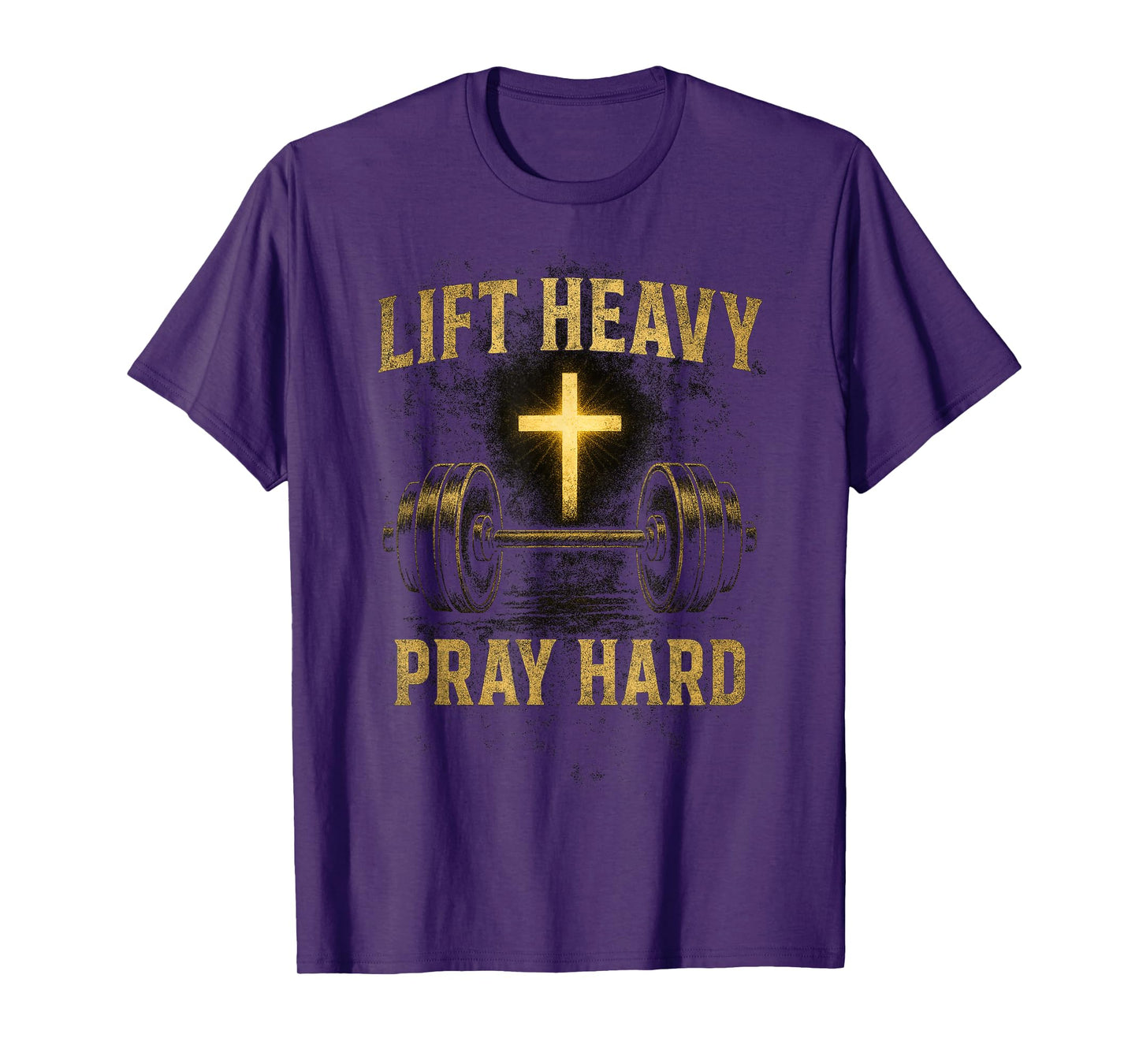 Lift Heavy Pray Hard Christian Workout Motivational Art T-Shirt