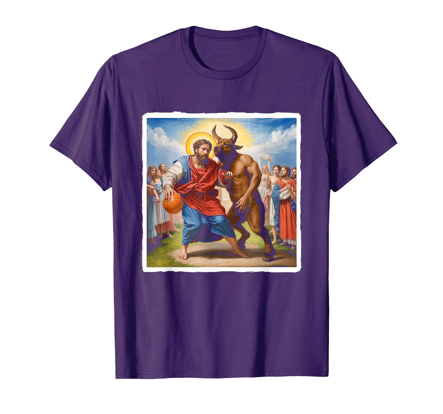 Jesus vs Satan Basketball Play Humor Sport Game T-Shirt