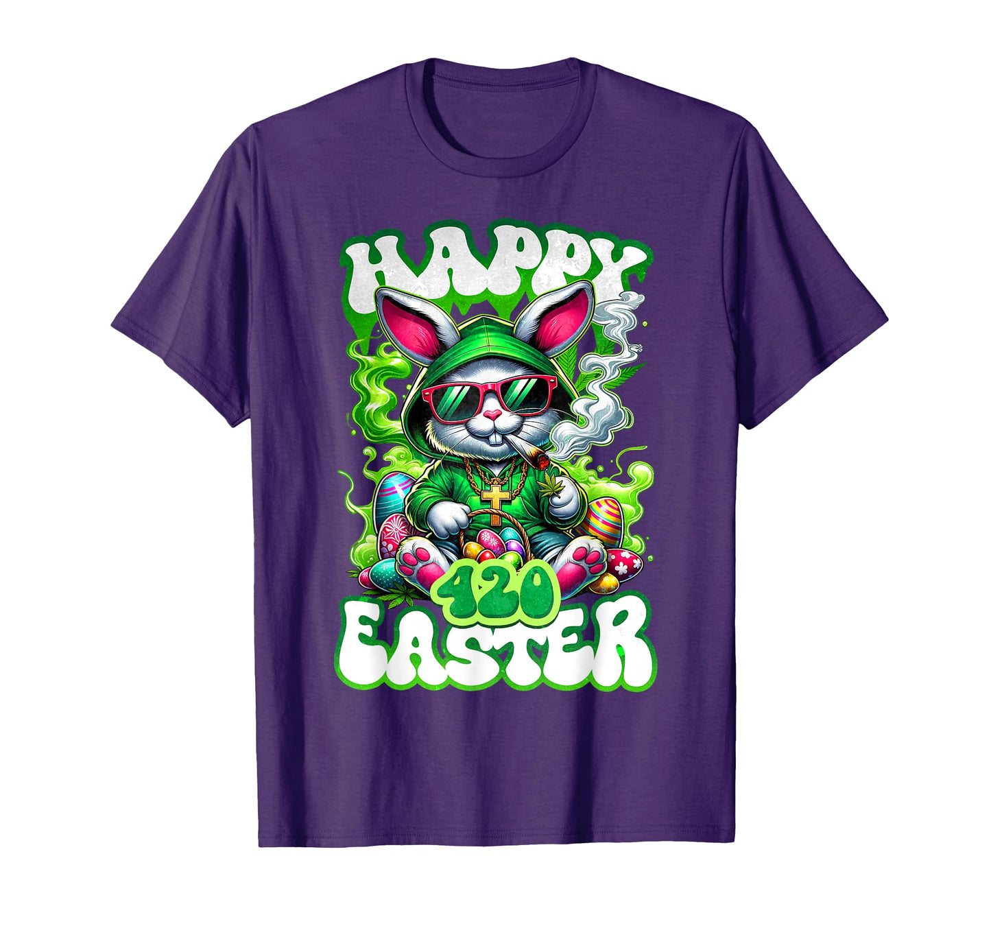 Happy 420 Easter Day Bunny Smoking Weed Marijuana Funny 420 T-Shirt