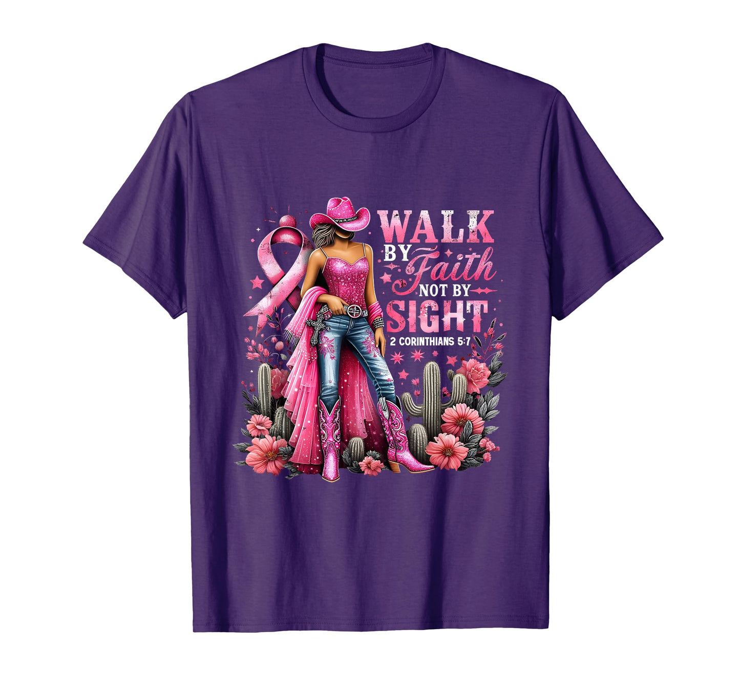 Walk by Faith Breast Cancer Awareness Cowgirl T-Shirt