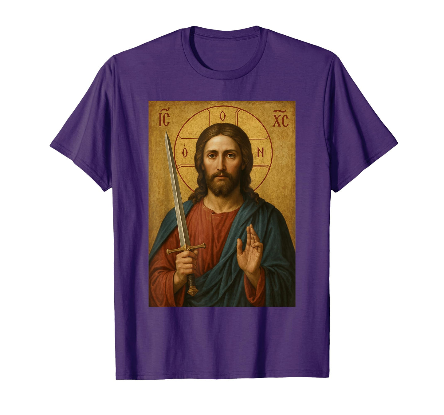 Jesus Christ with Sword Icon - Catholic Icons T-Shirt