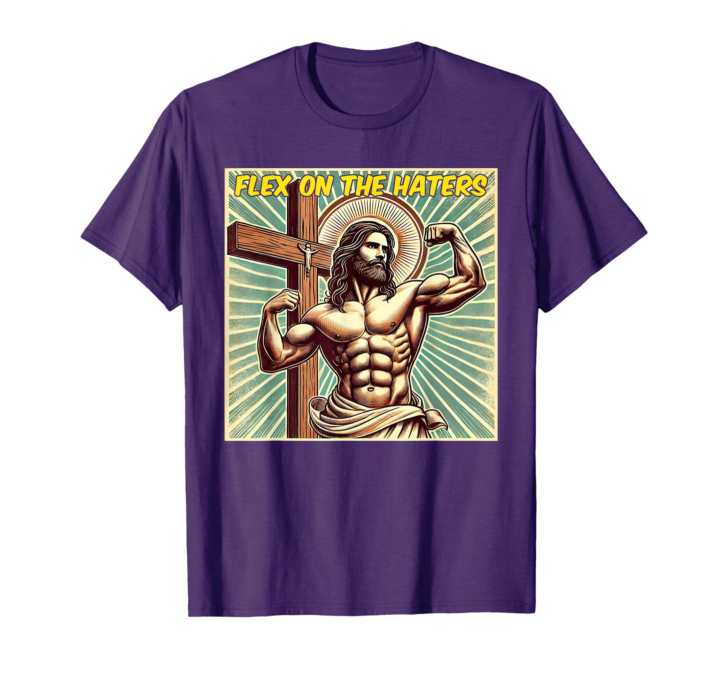 Flex On The Haters Jesus Muscle Christian Gym Weight Lift T-Shirt
