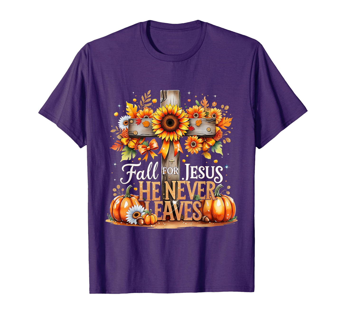 Fall for Jesus Christian Pumpkin Autumn Cross T-Shirt