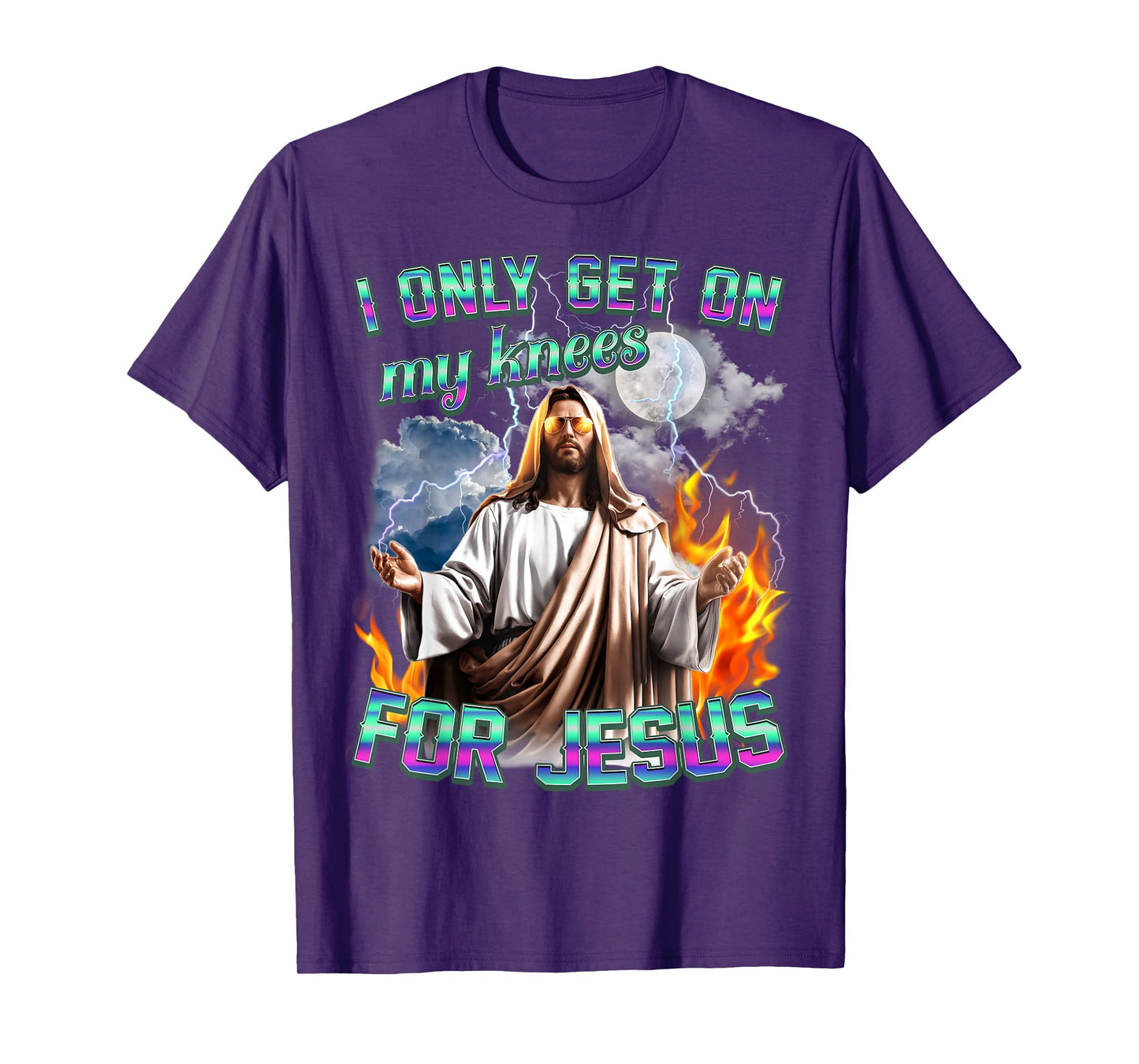 I Only Get On My Knees for Jesus Retro Christian Statement T-Shirt