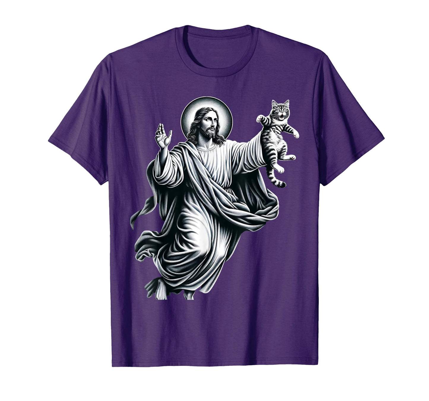 God holding Cat Easter He is Risen Jesus Loves Cats Men Women Girls Kids T-Shirt
