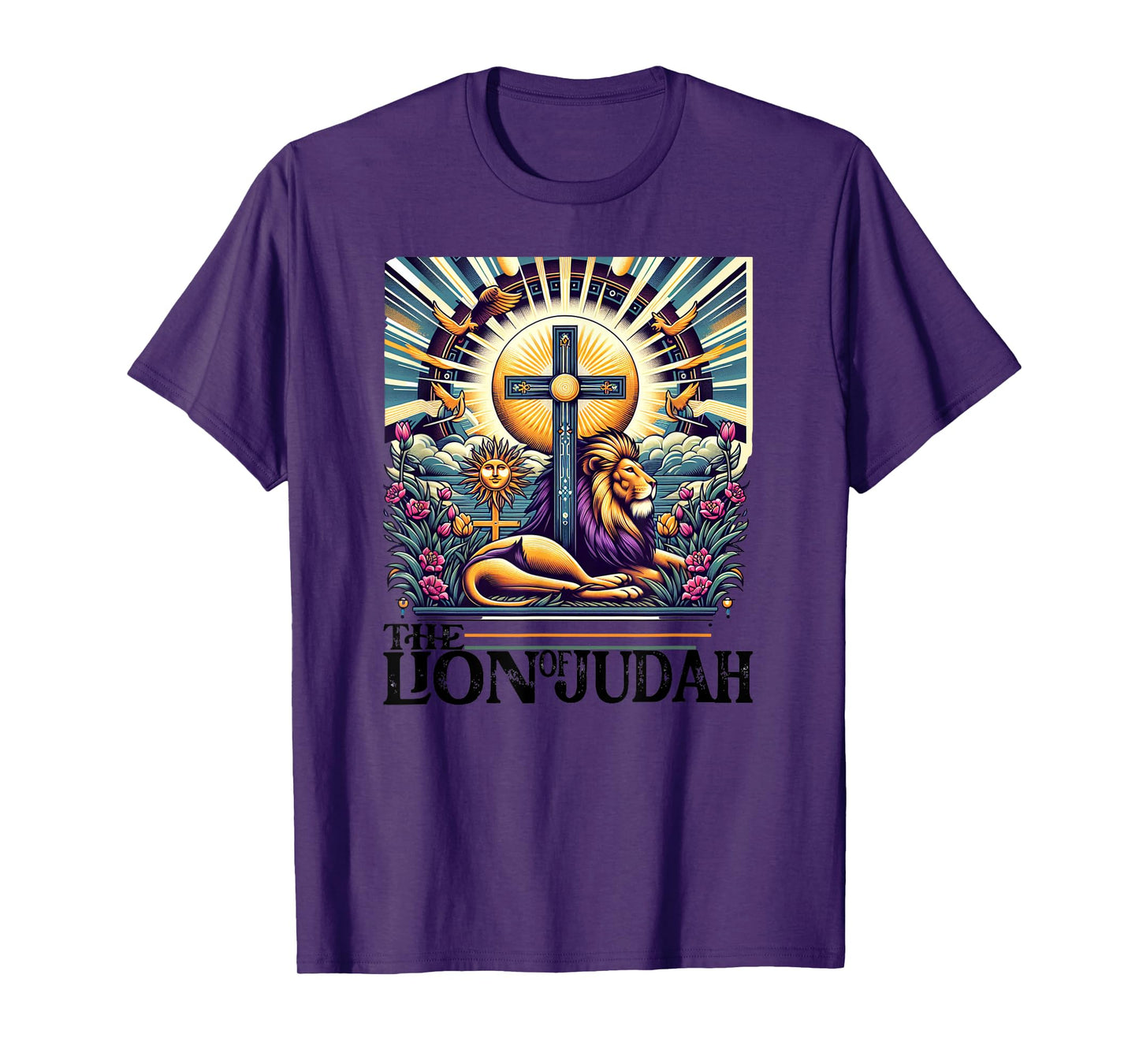 Lion of Judah Men Women Vintage Religious Animal Easter T-Shirt
