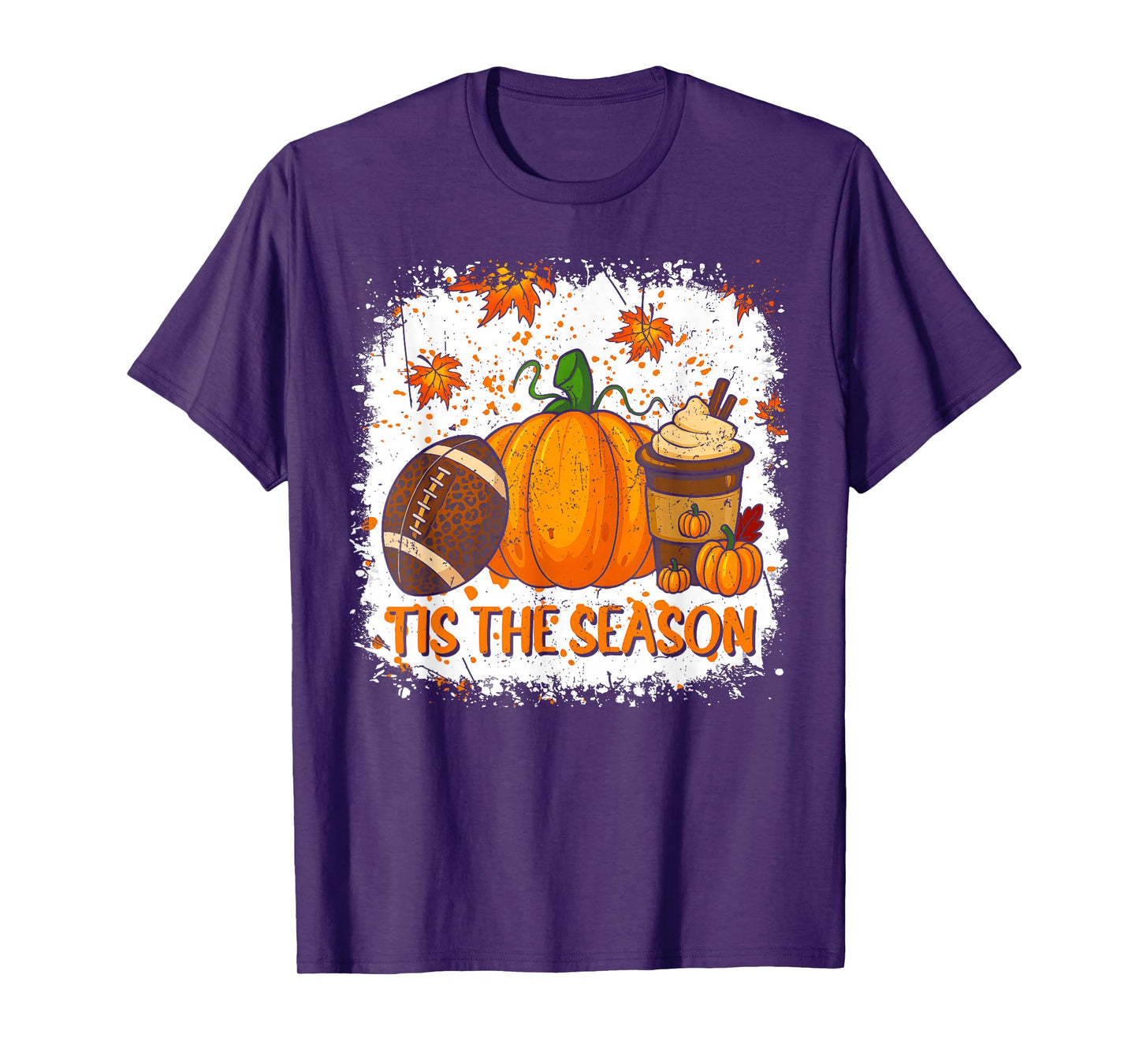 Pumpkin Spice Football Tis The Season Fall Thanksgiving T-Shirt