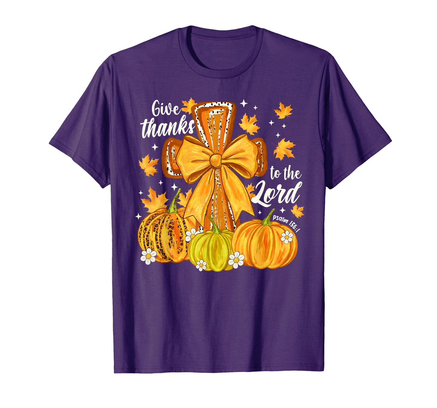 Fall for Jesus He Never Leaves Christian Faith Cross Pumpkin T-Shirt