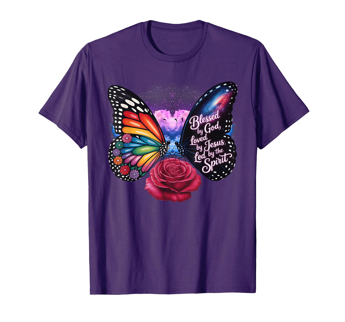 Blessed by God Butterfly Loved by Jesus Led by The Spirit T-Shirt
