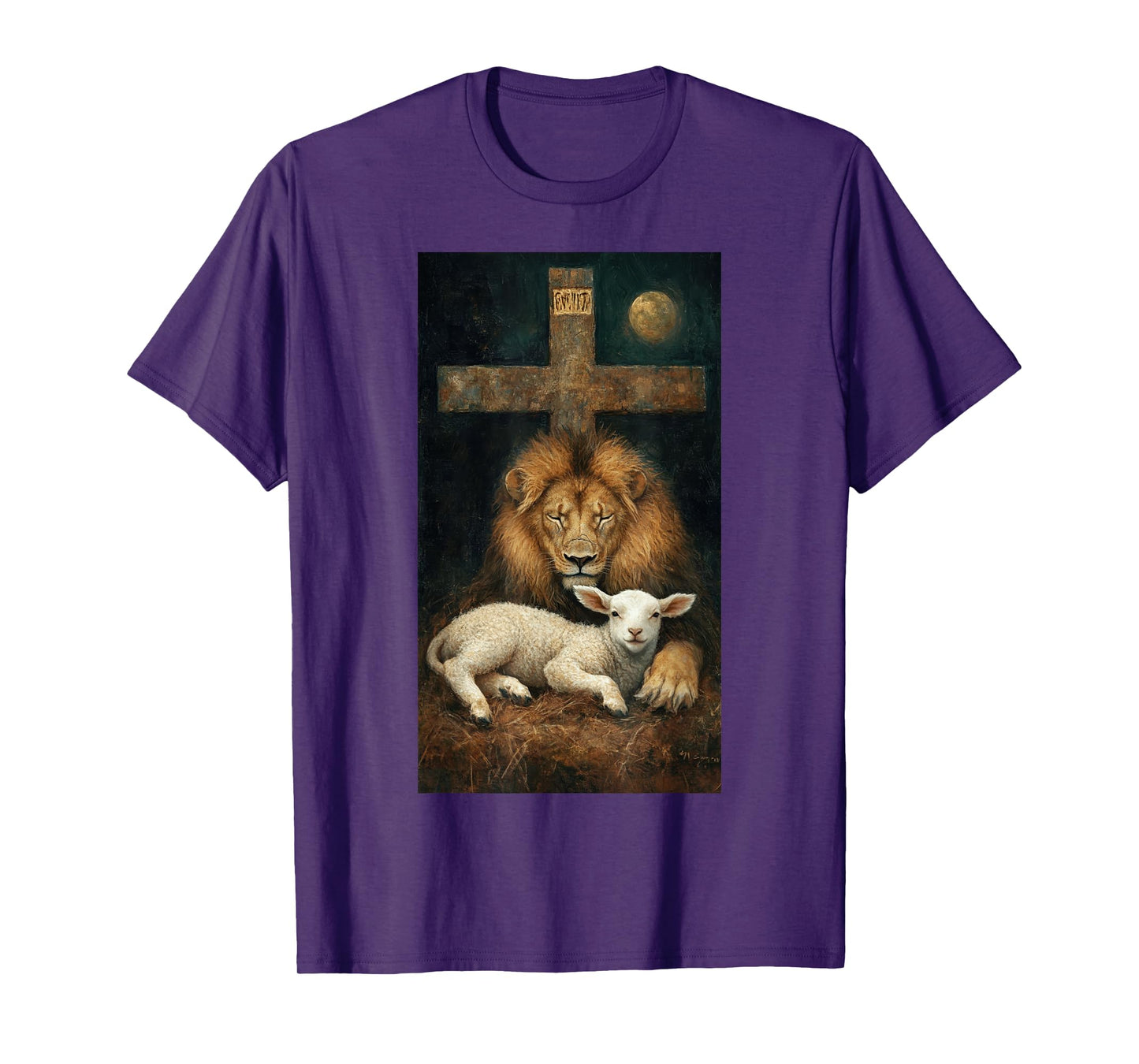 Christianity Lion Lamb Christian art Faith Peace T-Shirt