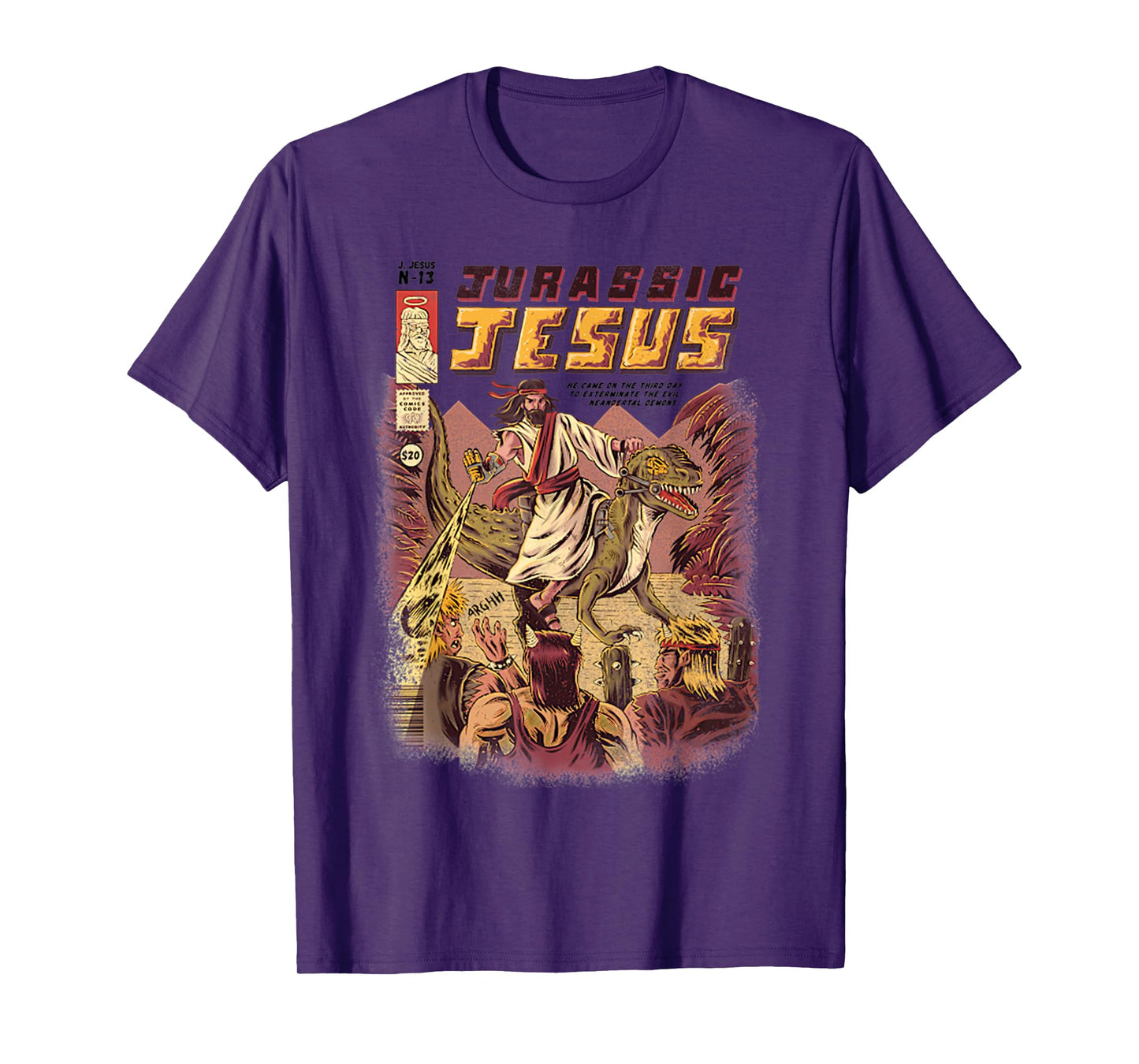 Vintage Funny JURASSIC JESUS Retro Christian Gifts Dinosaur T-Shirt
