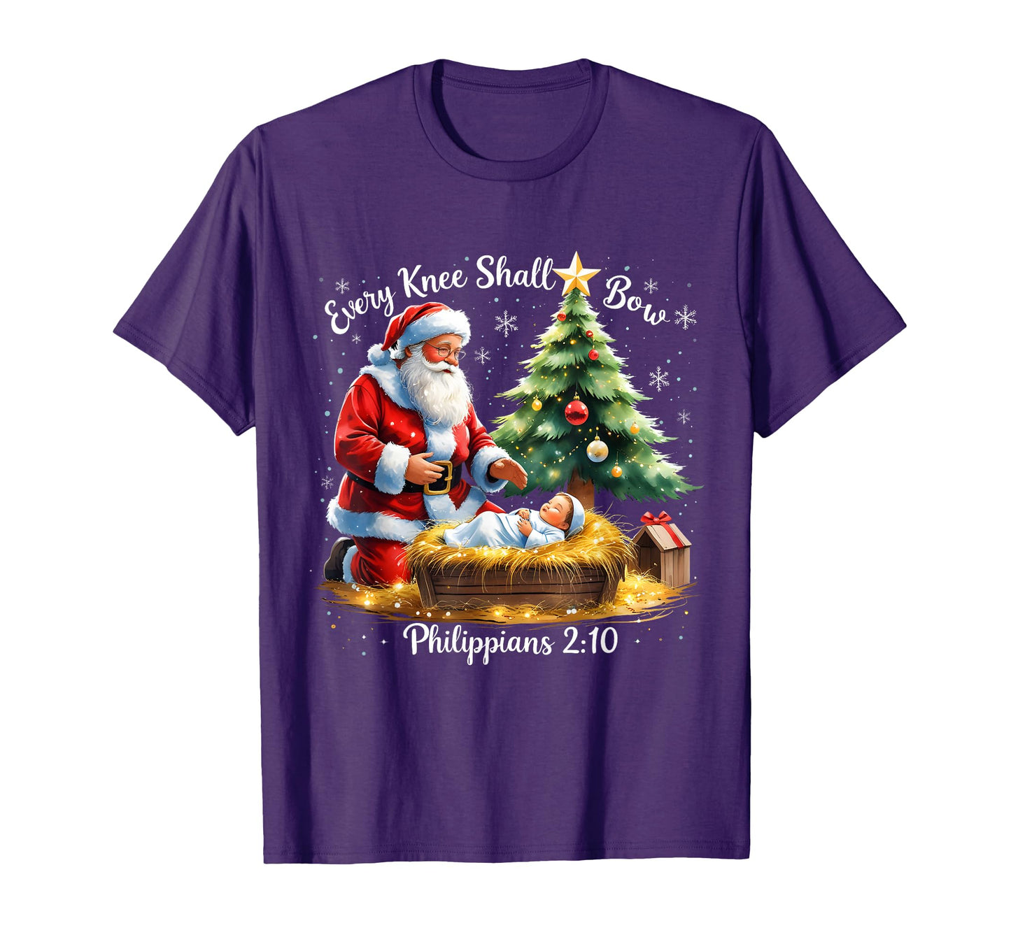Every Knee Shall Bow Philippians 2:10 Christmas T-Shirt