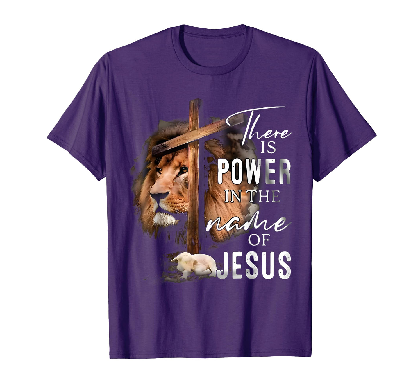 There is Power in the Name Jesus Faith Lion Christian Christ T-Shirt