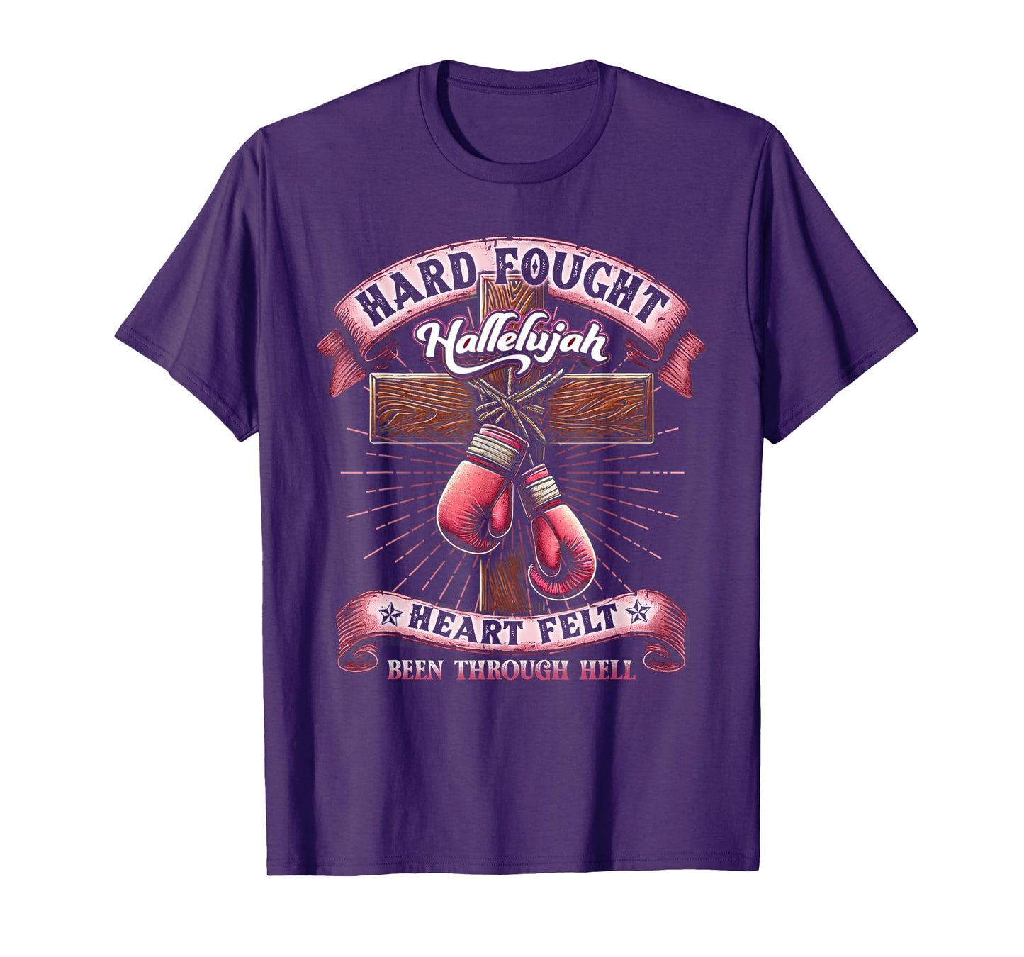 Hard Fought Heart Felt Bee Hallelujah Christian Boxing Faith T-Shirt