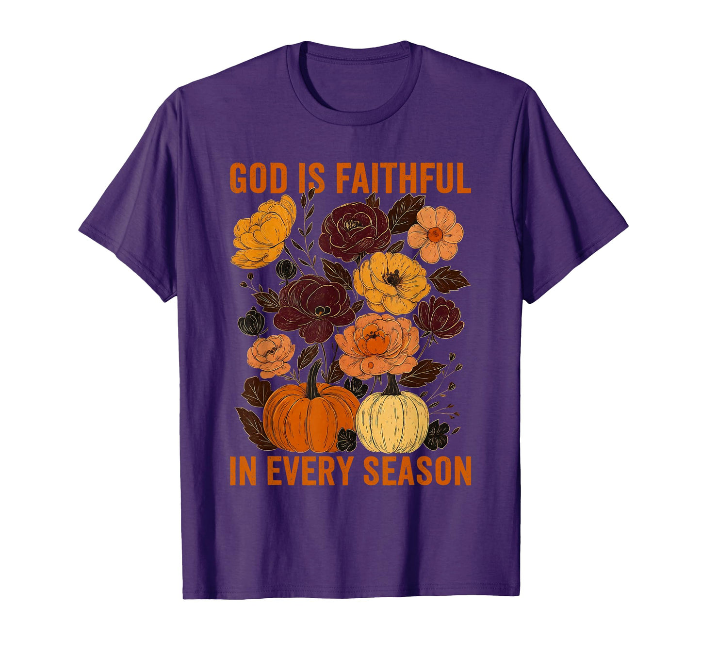 God is Faithful in Every Season Christian Fall Boho Floral T-Shirt