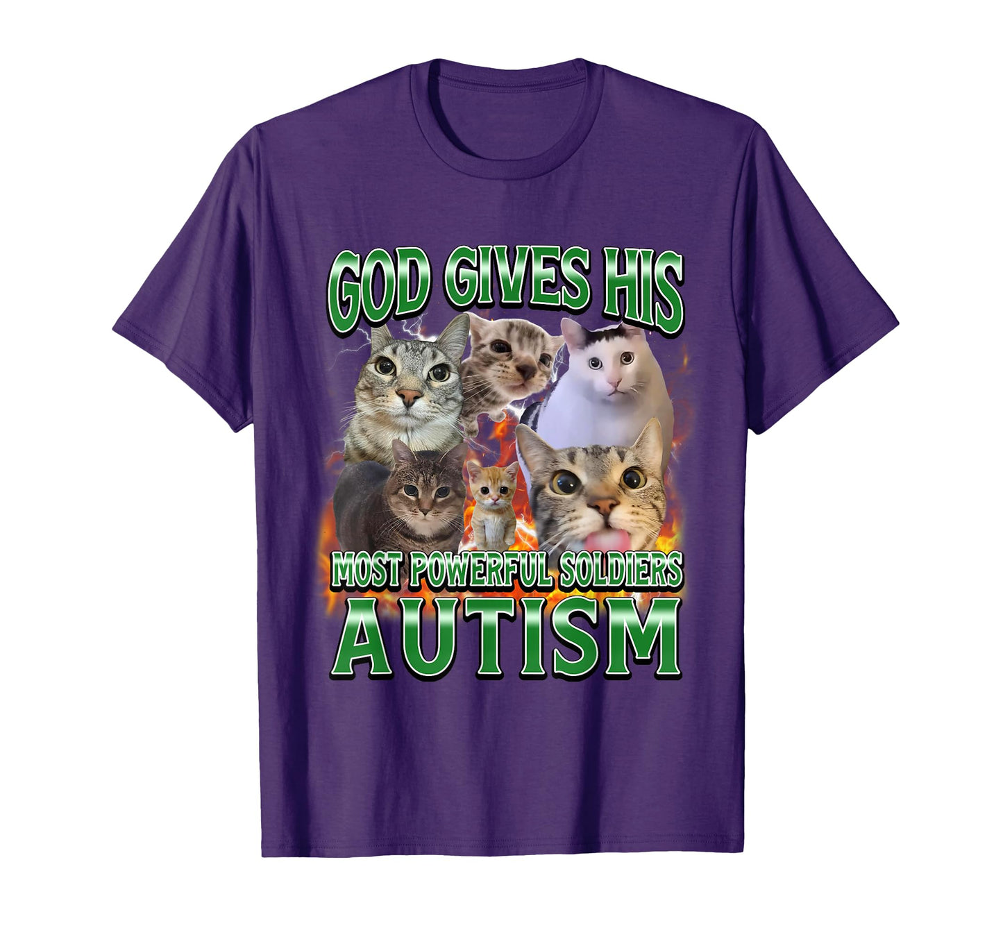 God Gives His Most Powerful Autism Funny Cat Meme Bootleg T-Shirt