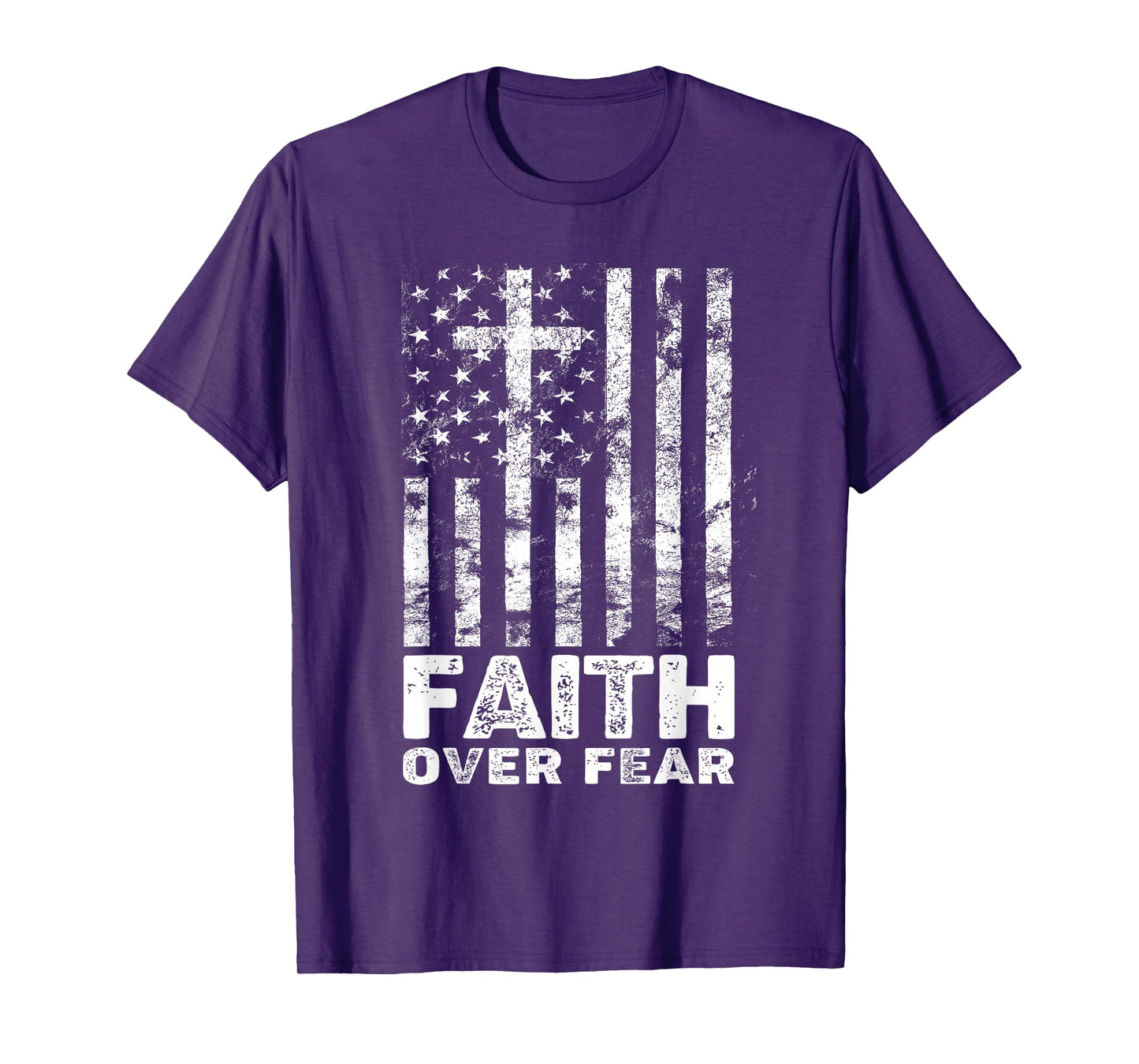 Christian Faith Over Fear US USA American Flag Religious T-Shirt