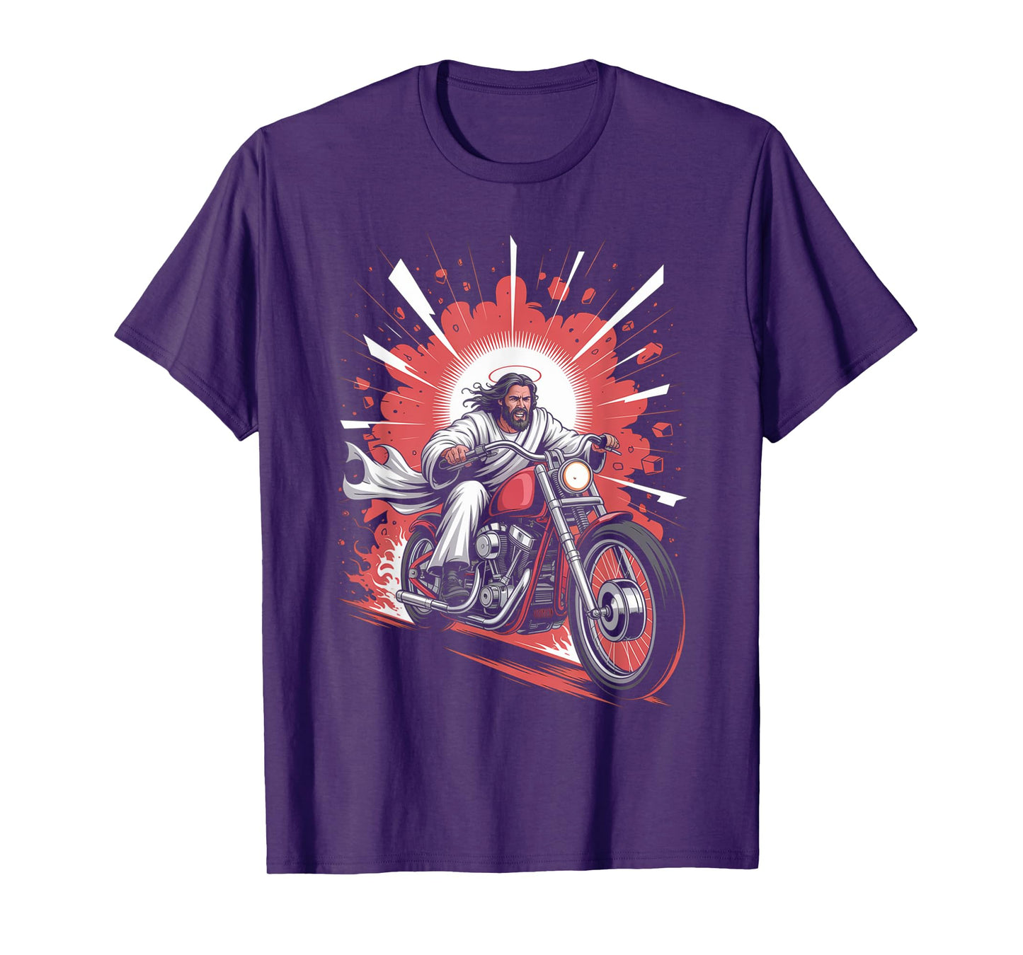 Jesus Biker Riding Motorcycle Men Vintage Outfit God Rider T-Shirt