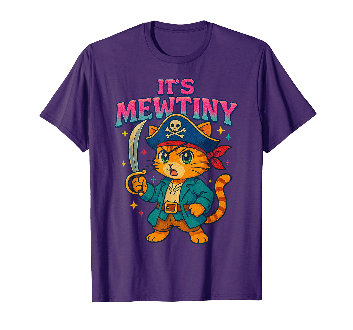 Funny It's Mewtiny Pirate Cat Pun Dad Joke T-Shirt