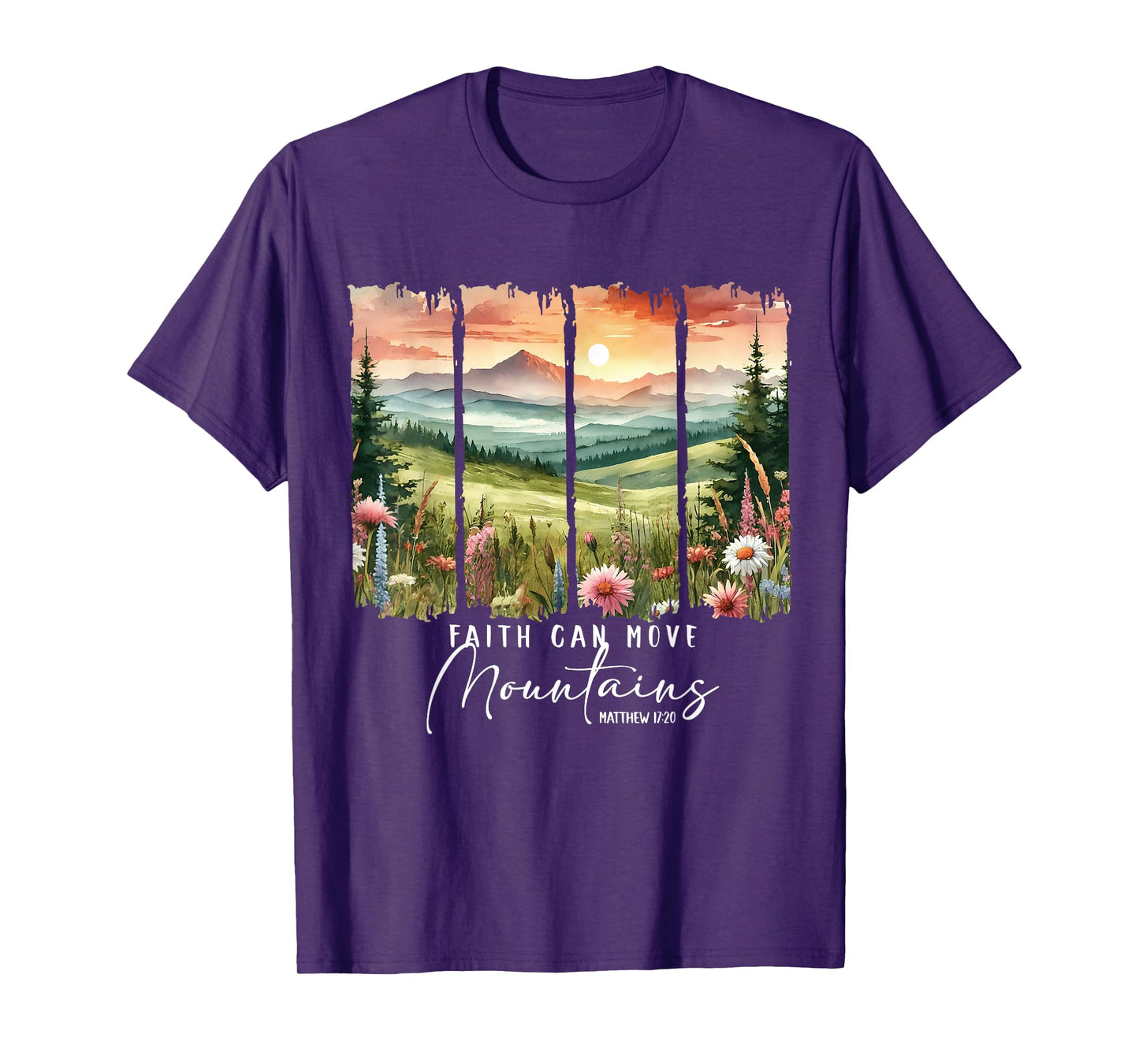 Faith Can Move Mountains Hiking Camping Christian Jesus T-Shirt