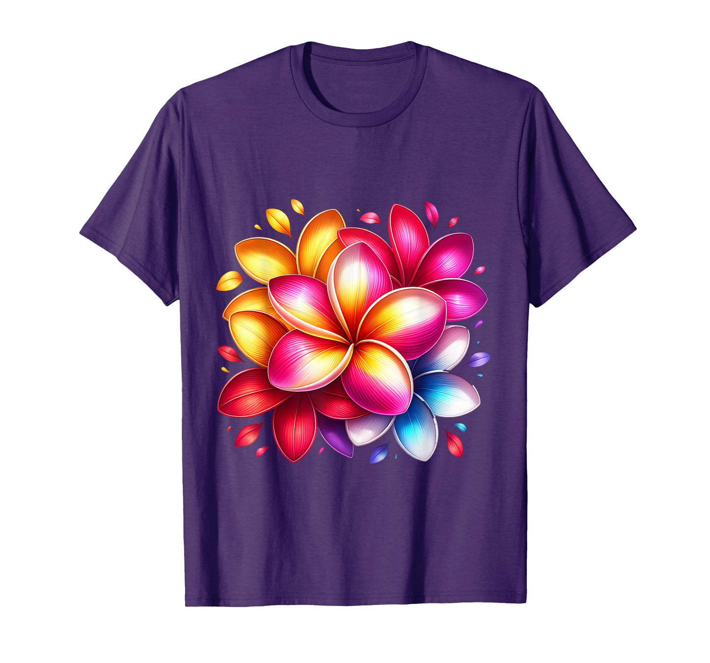 Colourful Plumeria Flowers Tropical T-Shirt