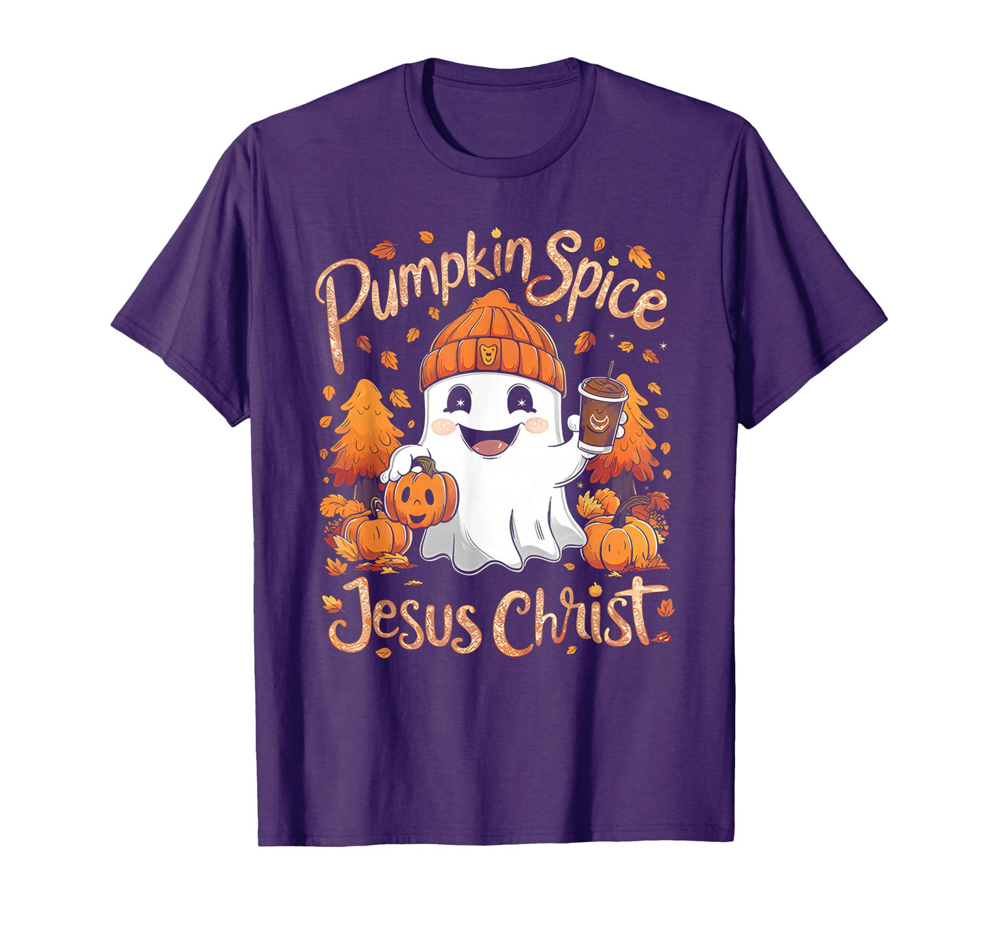 Pumpkin spice & Jesus Christ ghost pumpkin spice Halloween T-Shirt