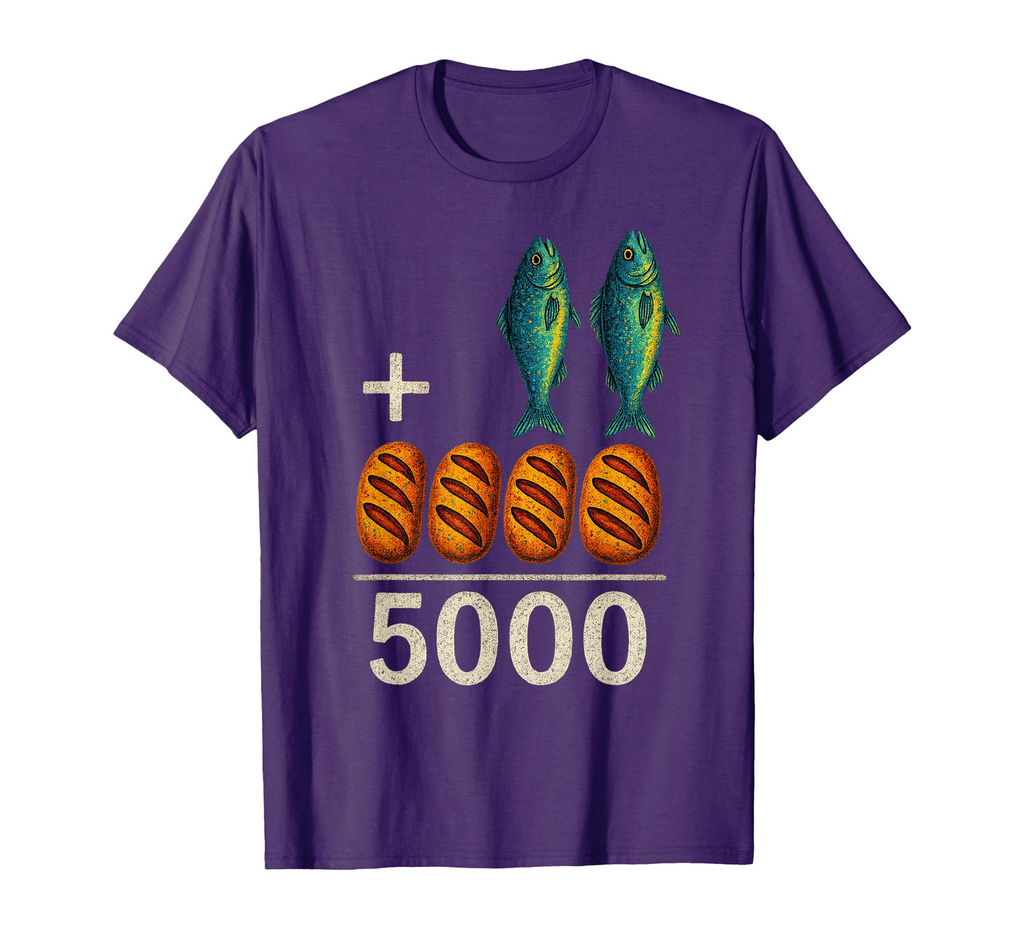 2 Fishes 5 Breads Jesus Feeds The 5000 Christian Bible T-Shirt