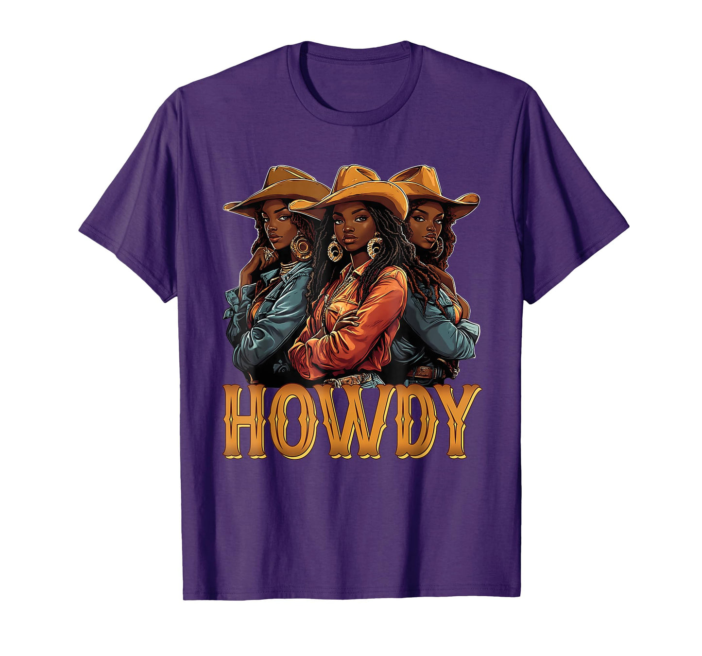 Howdy Retro Western Melanin Black Cowgirl African Women T-Shirt