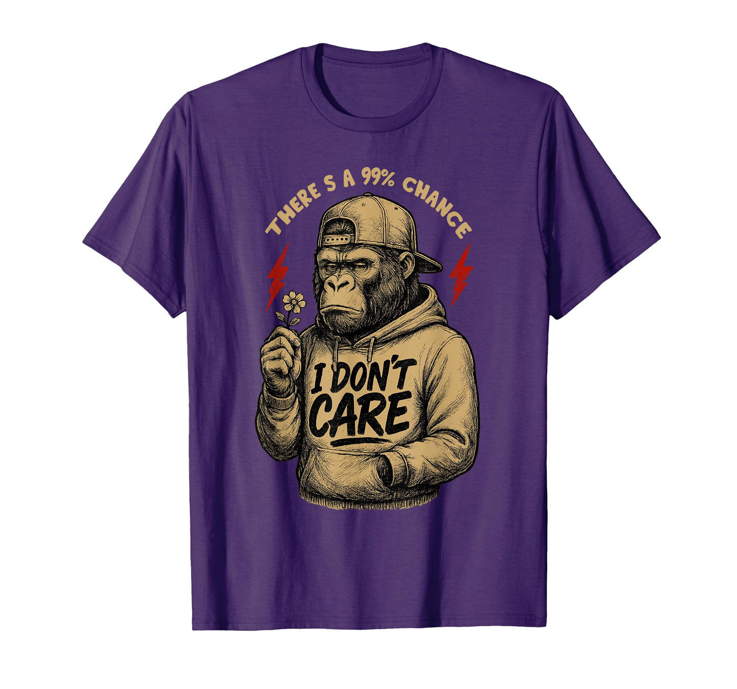 There's A 99% Chance I Don't Care Funny Monkey Men T-Shirt