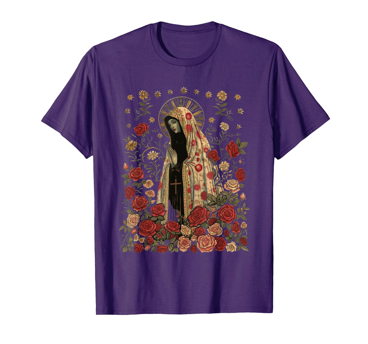 Our Lady of Fatima with Rosary, Catholics, Christians T-Shirt
