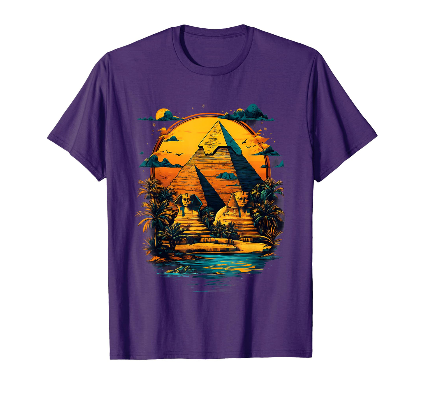 Ancient Egypt Sphinx Pyramid Sunset Tutankhamun Egyptian God T-Shirt