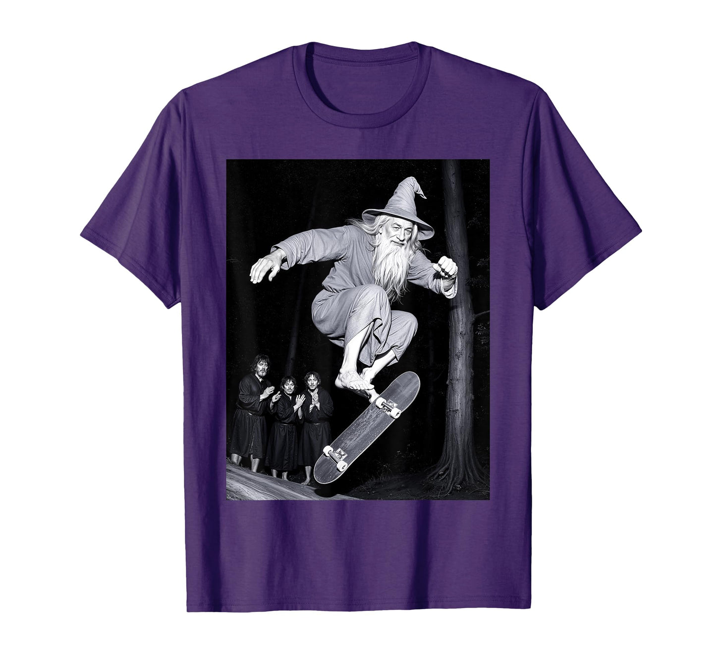 Wizard Skateboarding Funny Meme Skater Halloween Graphic Tee T-Shirt