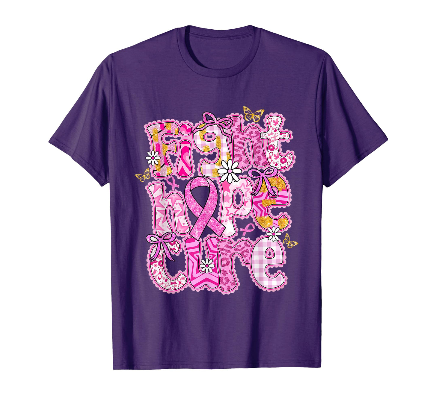 Faith Hope Cure Breast Cancer Survivor Awareness Pink Ribbon T-Shirt