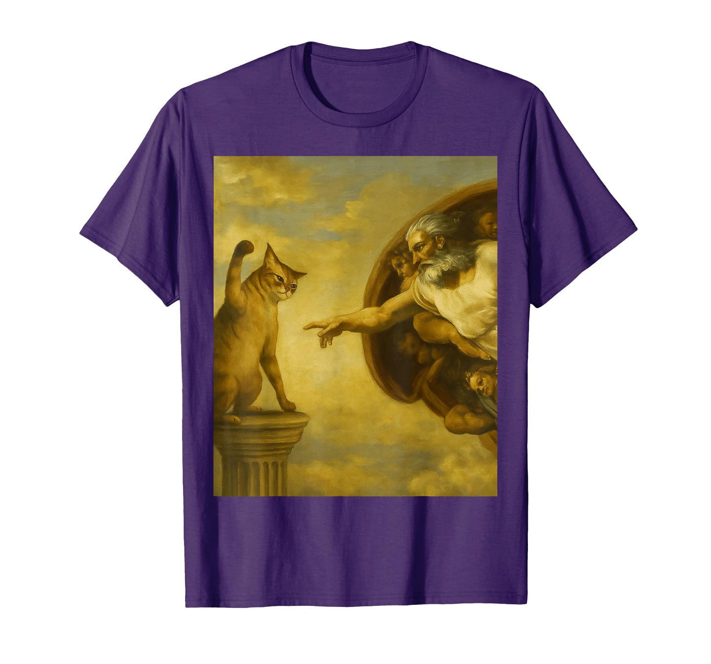 HUGvyn Funny Cat Lovers Jesus Meme Cat God Creation of Adam T-Shirt