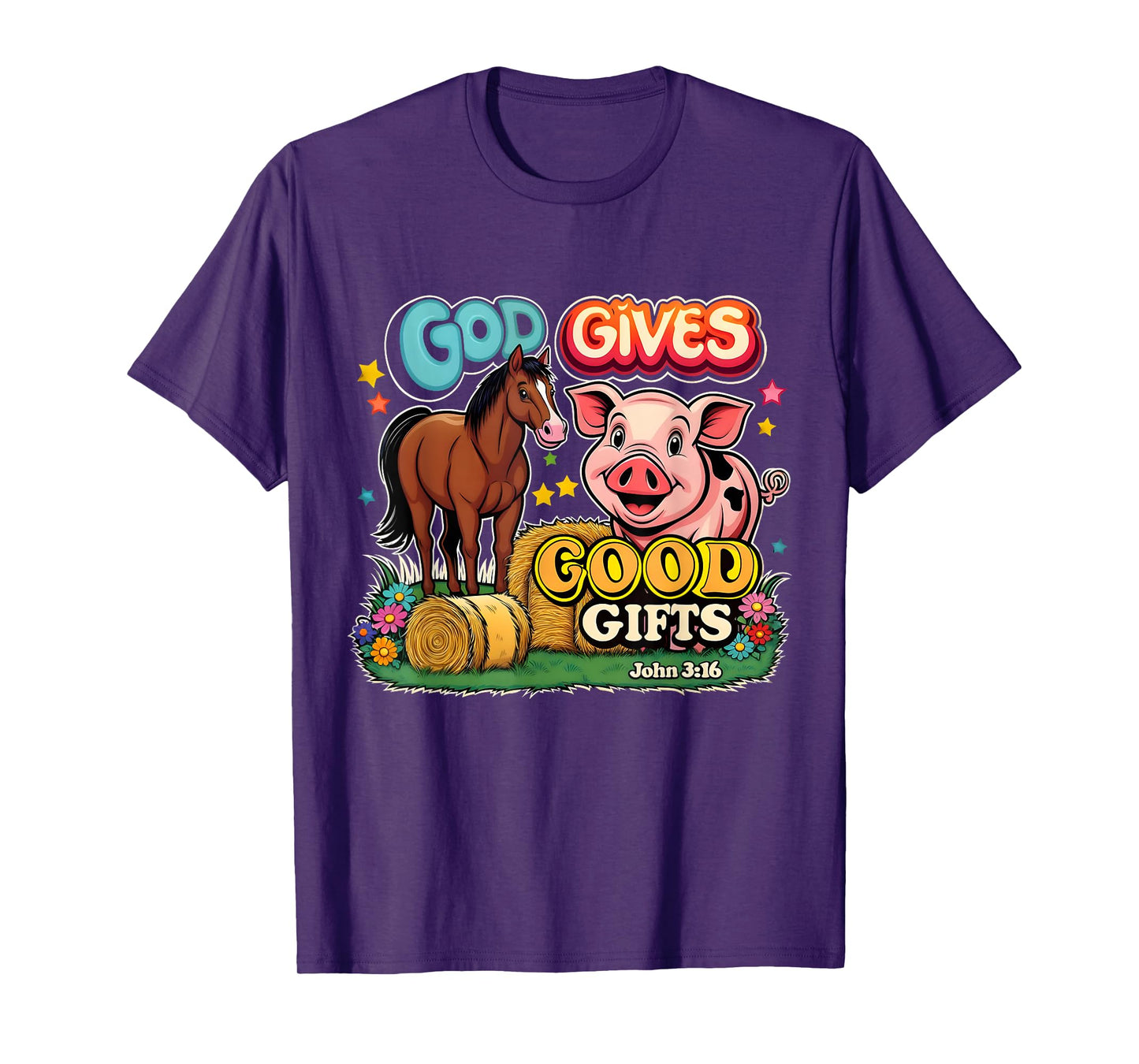 God Gives Good Gifts Farm Bible Verse Yee Haw VBS 2025 T-Shirt