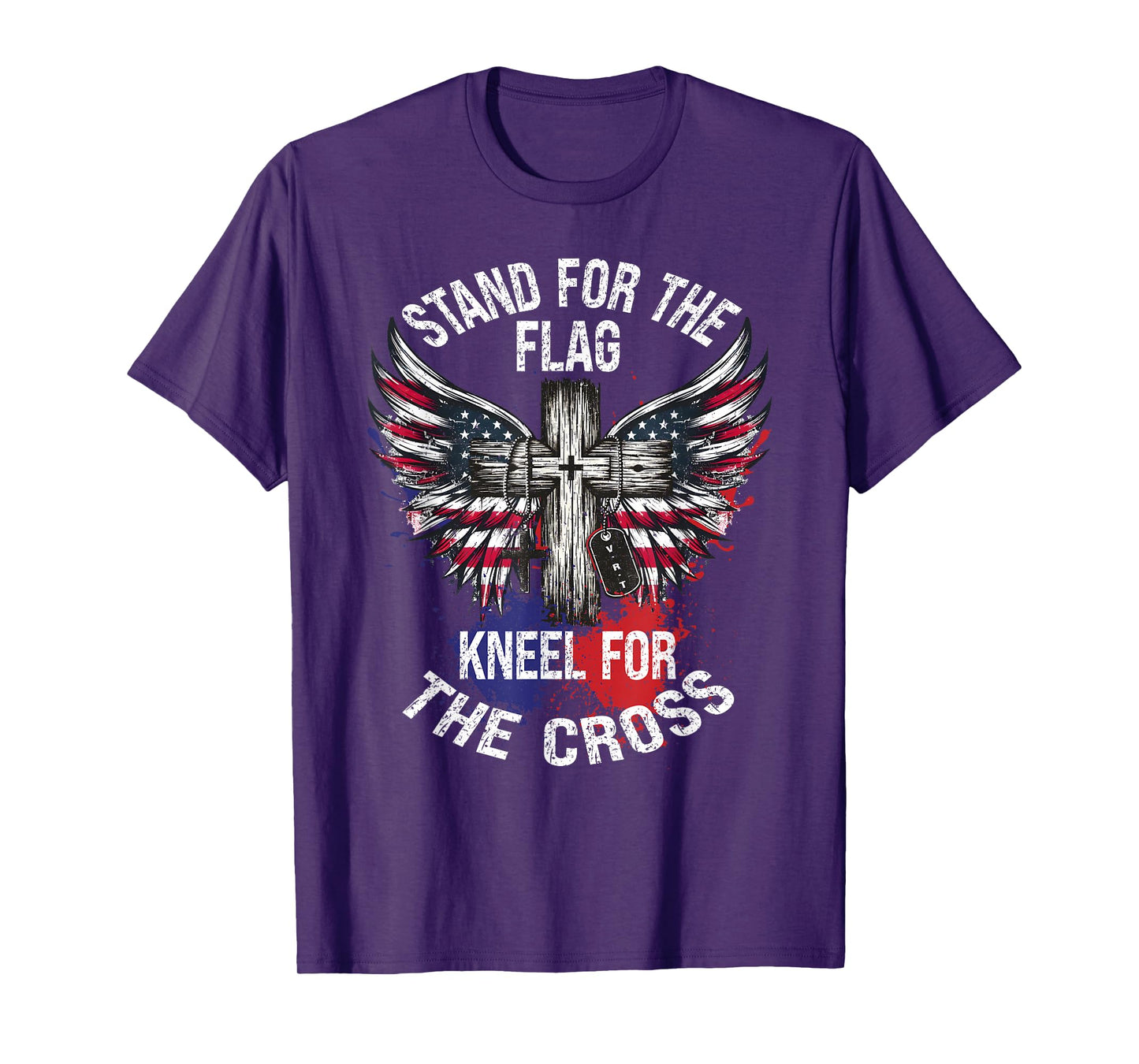 Stand for the Flag Kneel for the Cross US Patriotic Military T-Shirt