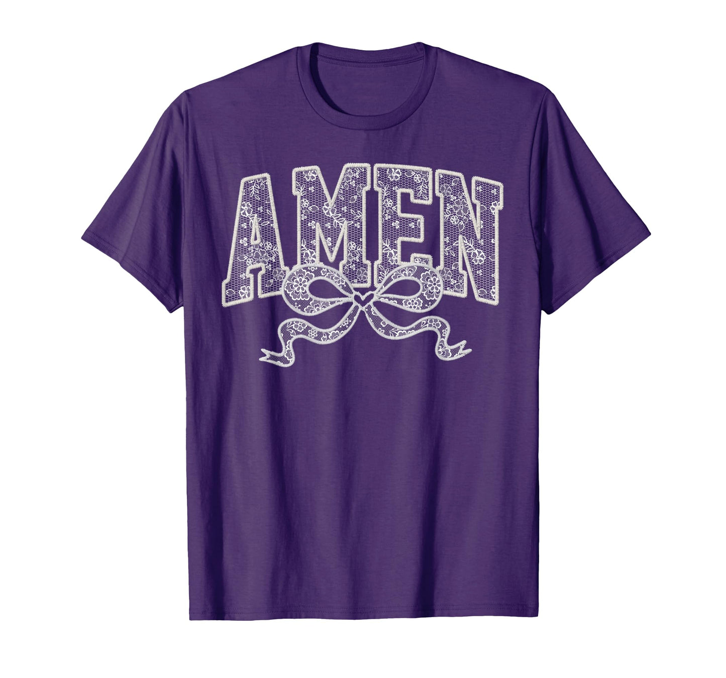 Amen Lace Bow Vintage Jesus Bible Verse Christian Religious T-Shirt