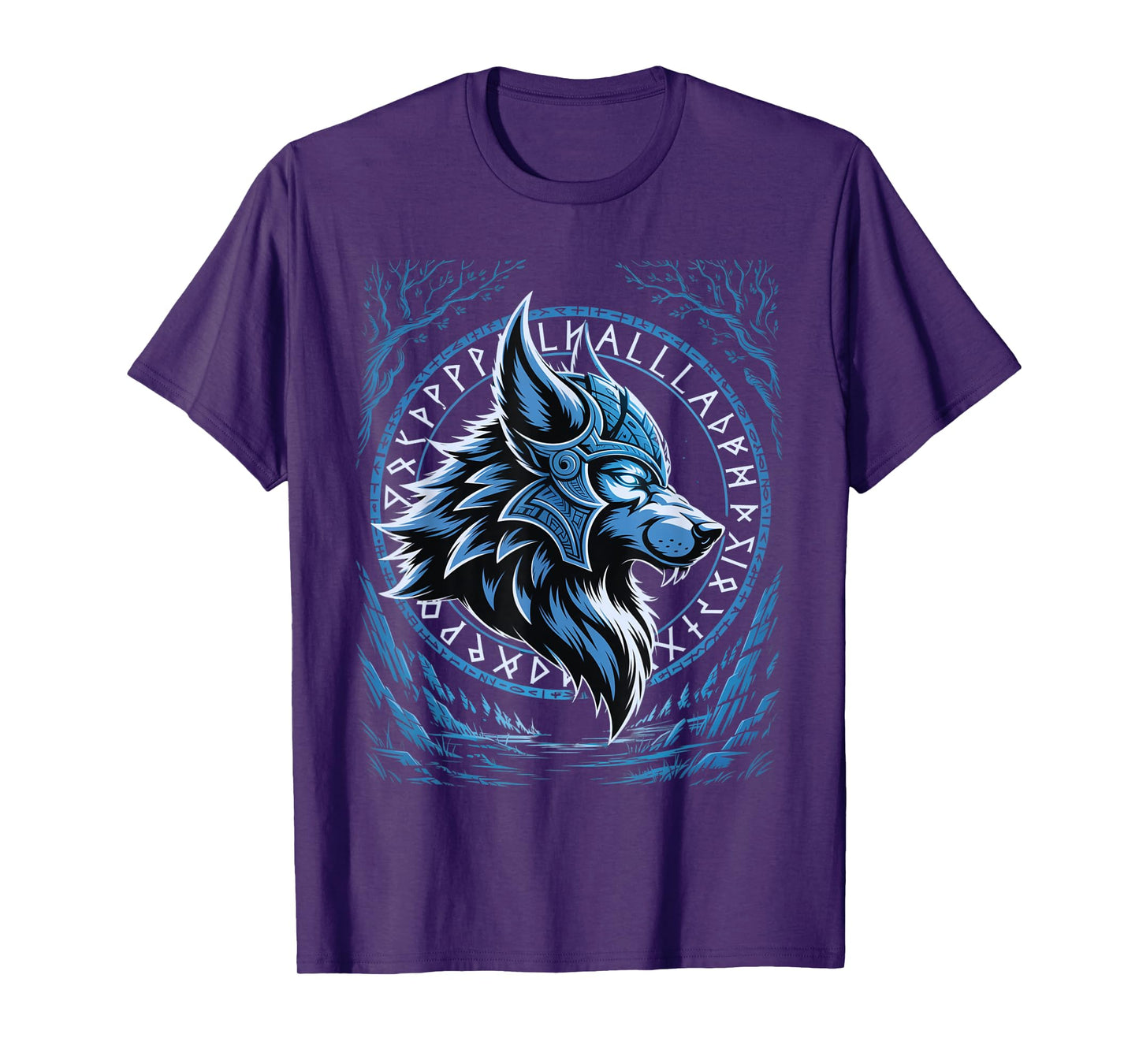 Valhalla Wolf Mask Odin Runes Norse Compass Viking T-Shirt