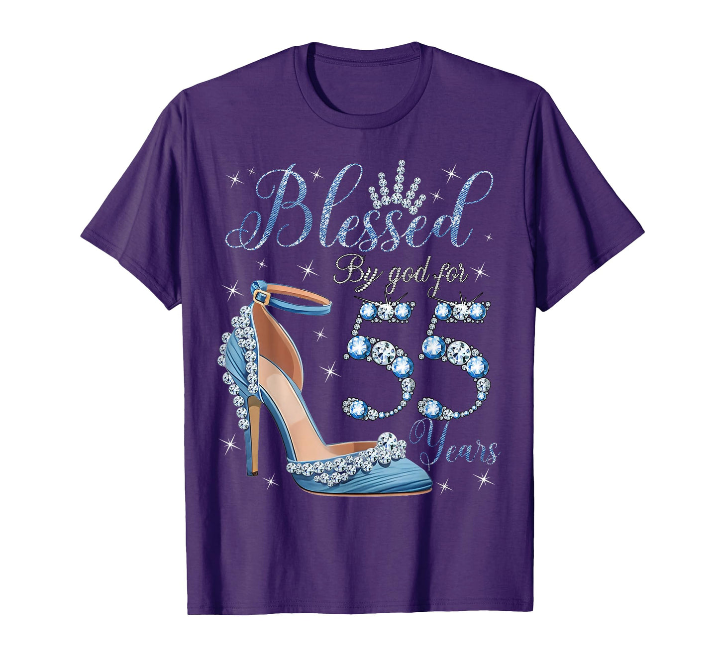 Blessed By God For 55 Years High Heels Denim Womens Birthday T-Shirt