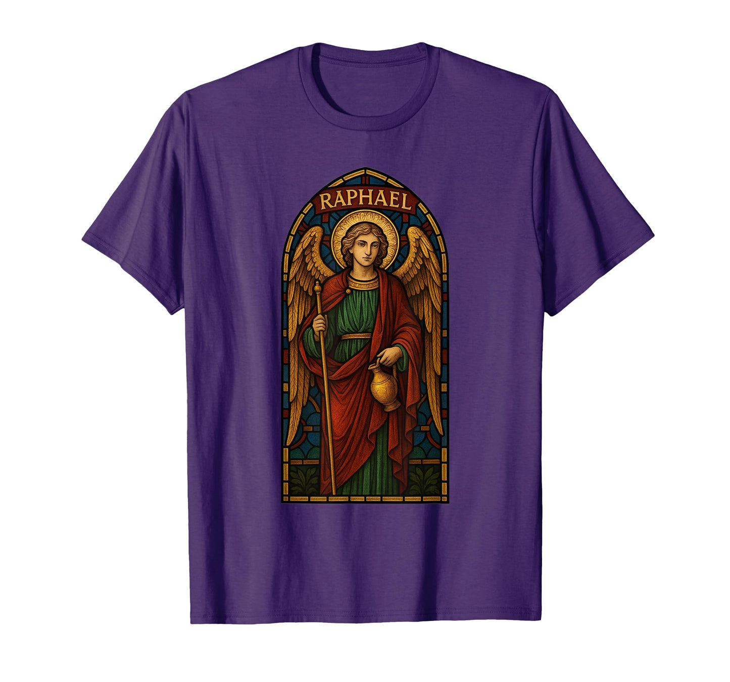 Stained Glass Saint Archangel Raphael T-Shirt