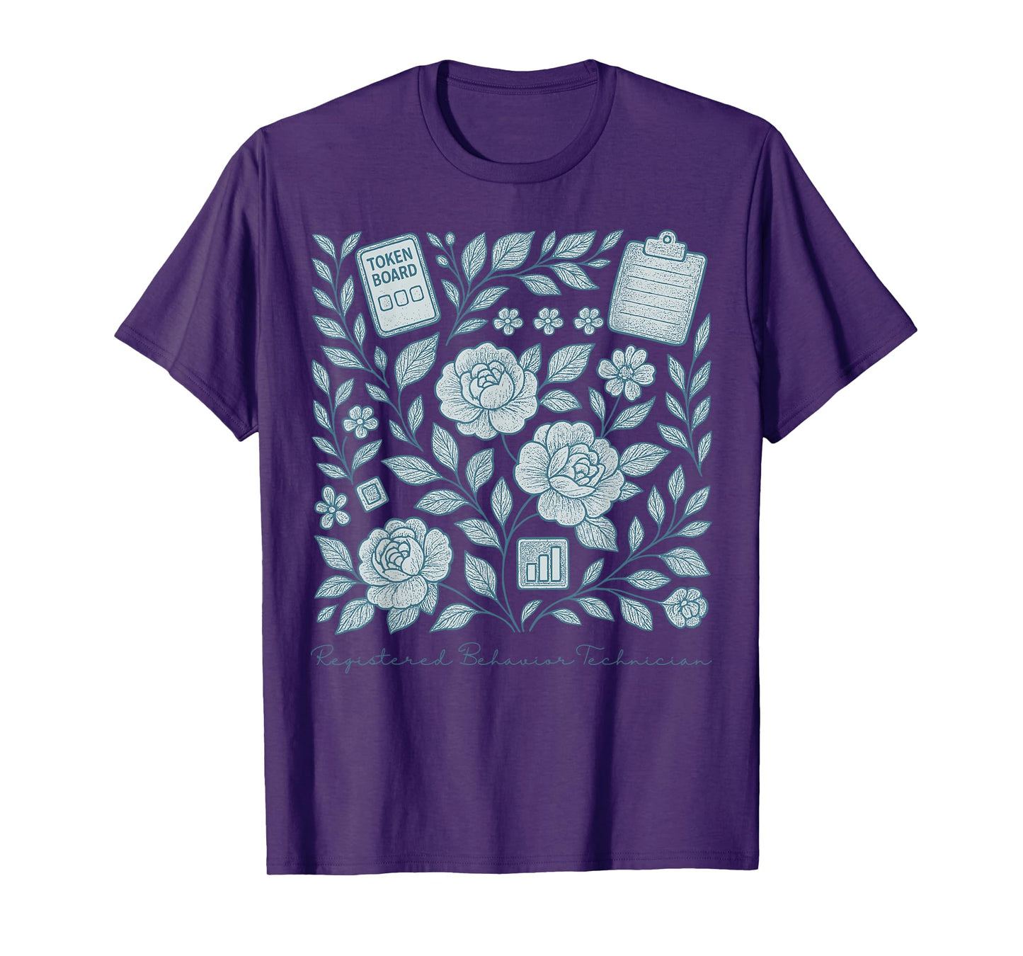 Retro Floral Registered Behavior Technician RBT Therapist T-Shirt