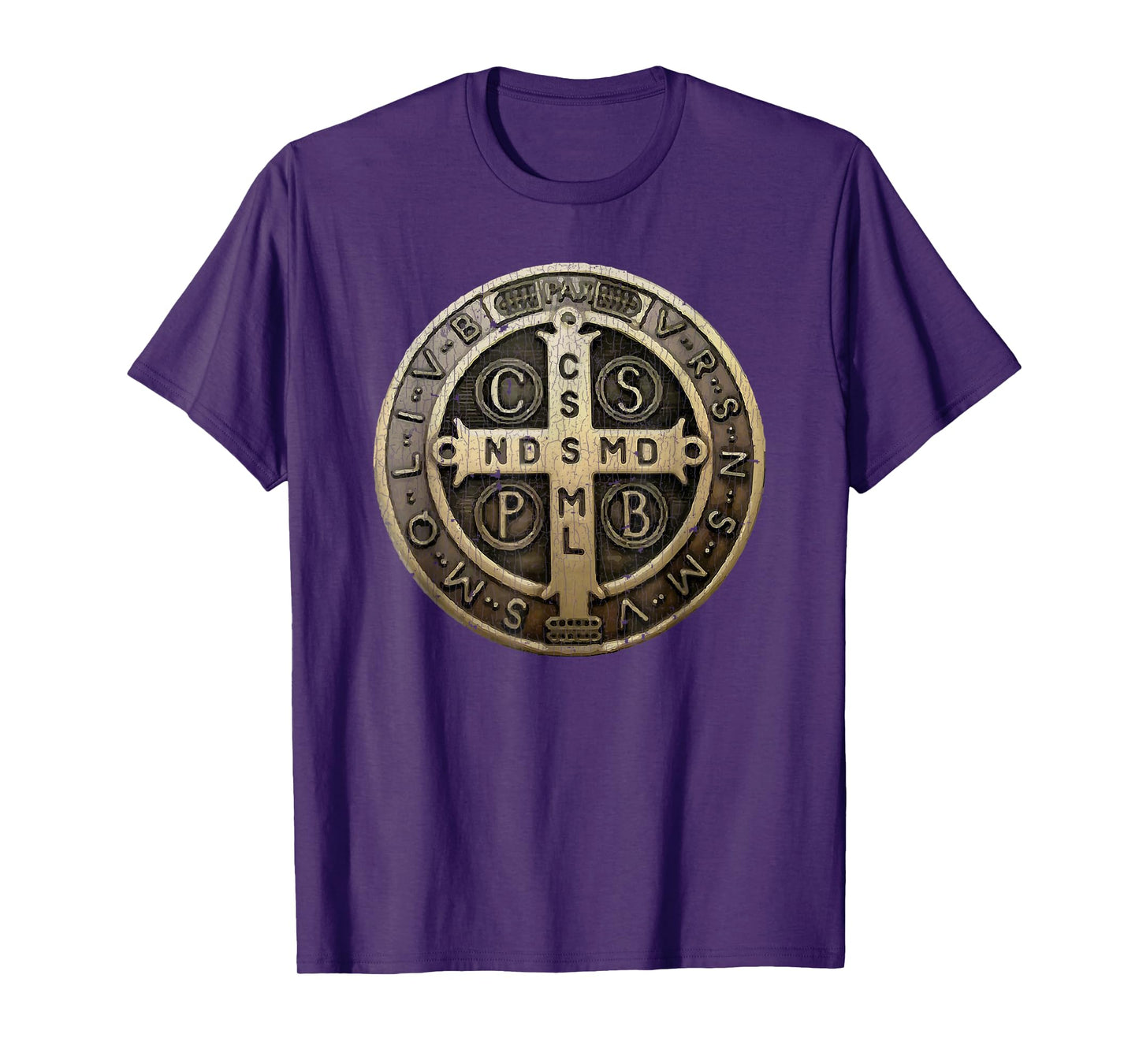 Vintage Retro St. Benedict Medal Saint Benedict Cross Cathol T-Shirt