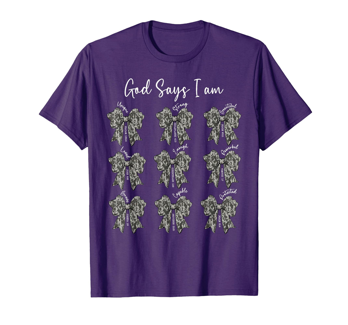 God Says I Am Coquette Camo Bow Jesus Faith Psalms Christian T-Shirt