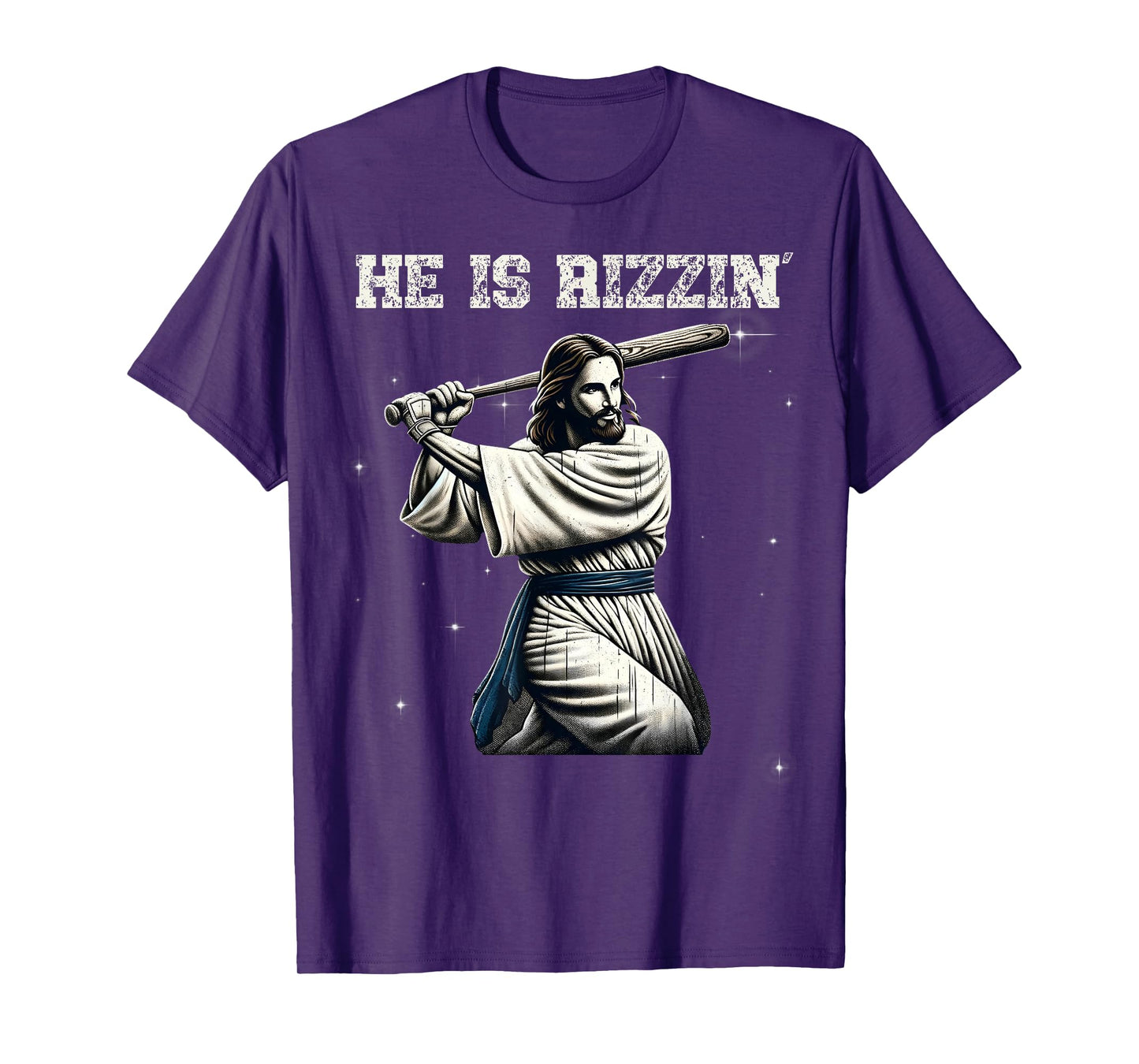 He is Rizzin Jesus Playing Baseball Funny Sports Rizz T-Shirt
