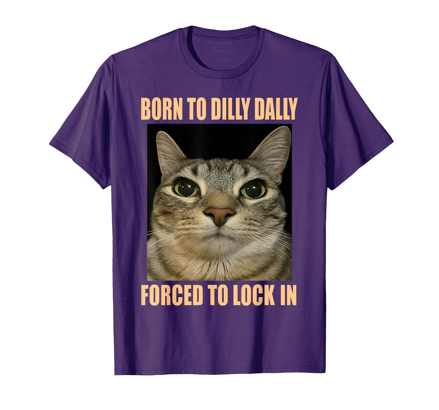 HUGvyn Funny Meme Cat: Born to Dilly Dally Forced to Lock in T-Shirt