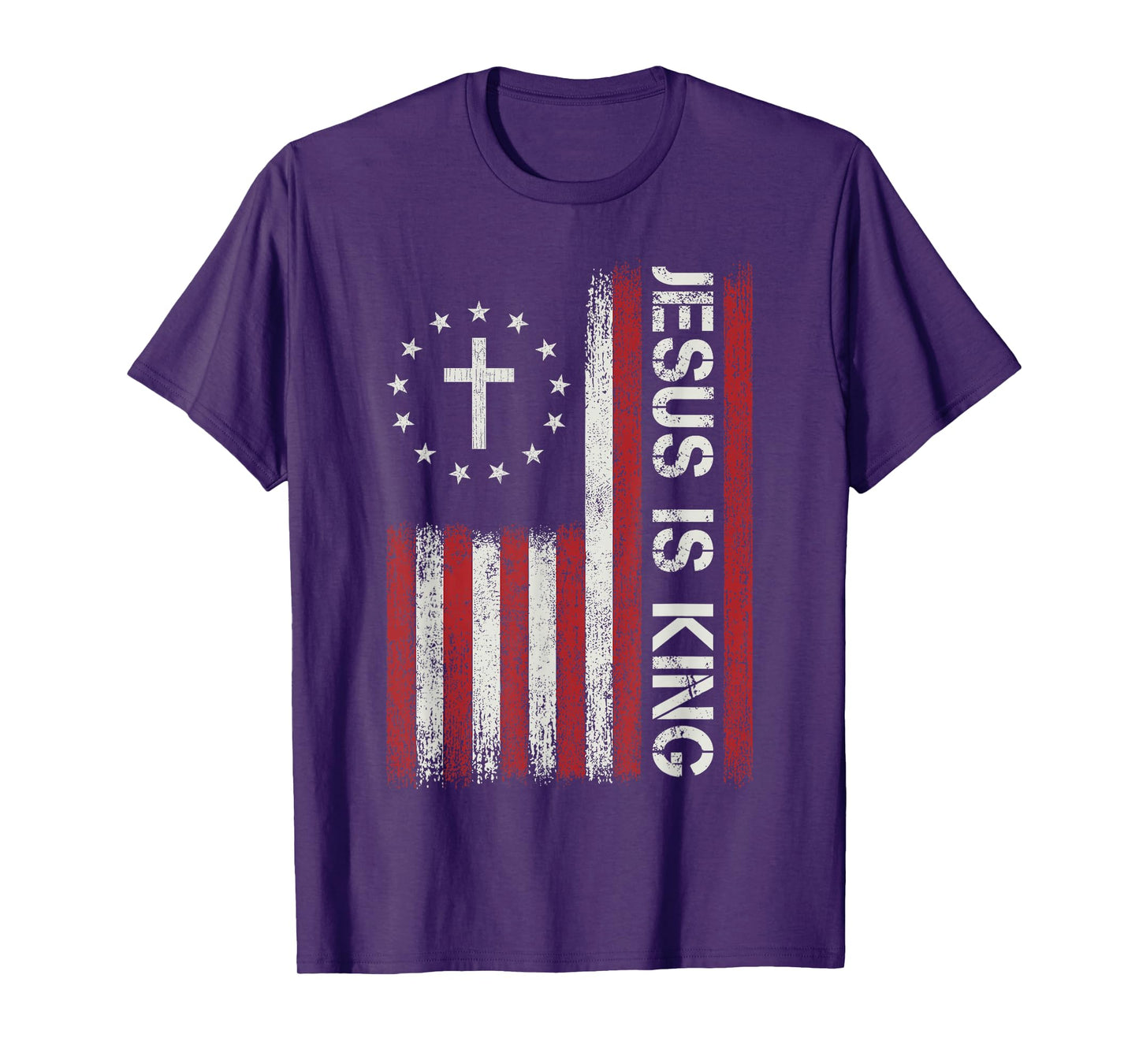 Jesus Is King God Christian Bible Faith Cross Flag Religious T-Shirt